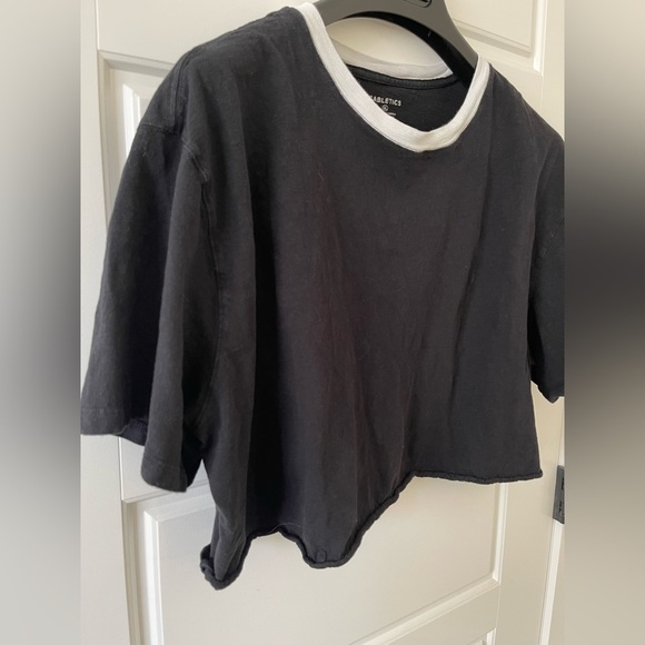Fabletics Cotton Slub Cropped Tee | Black/White | XL - Picture 3 of 8